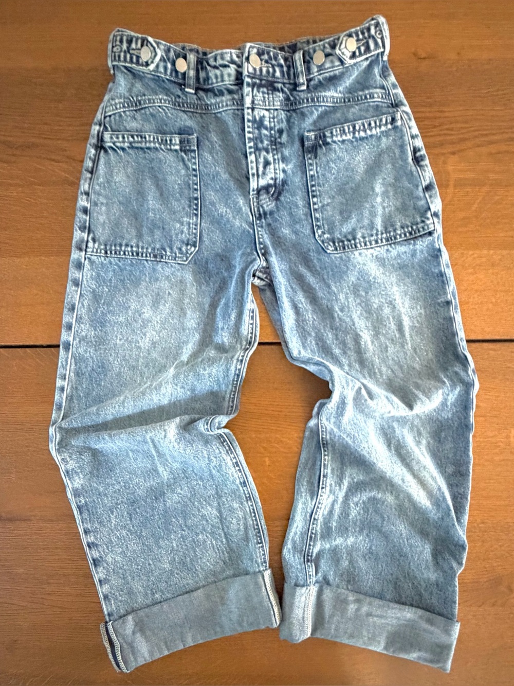 Altar’d State High-rise Cropped Acid Wash Cuffed Jeans